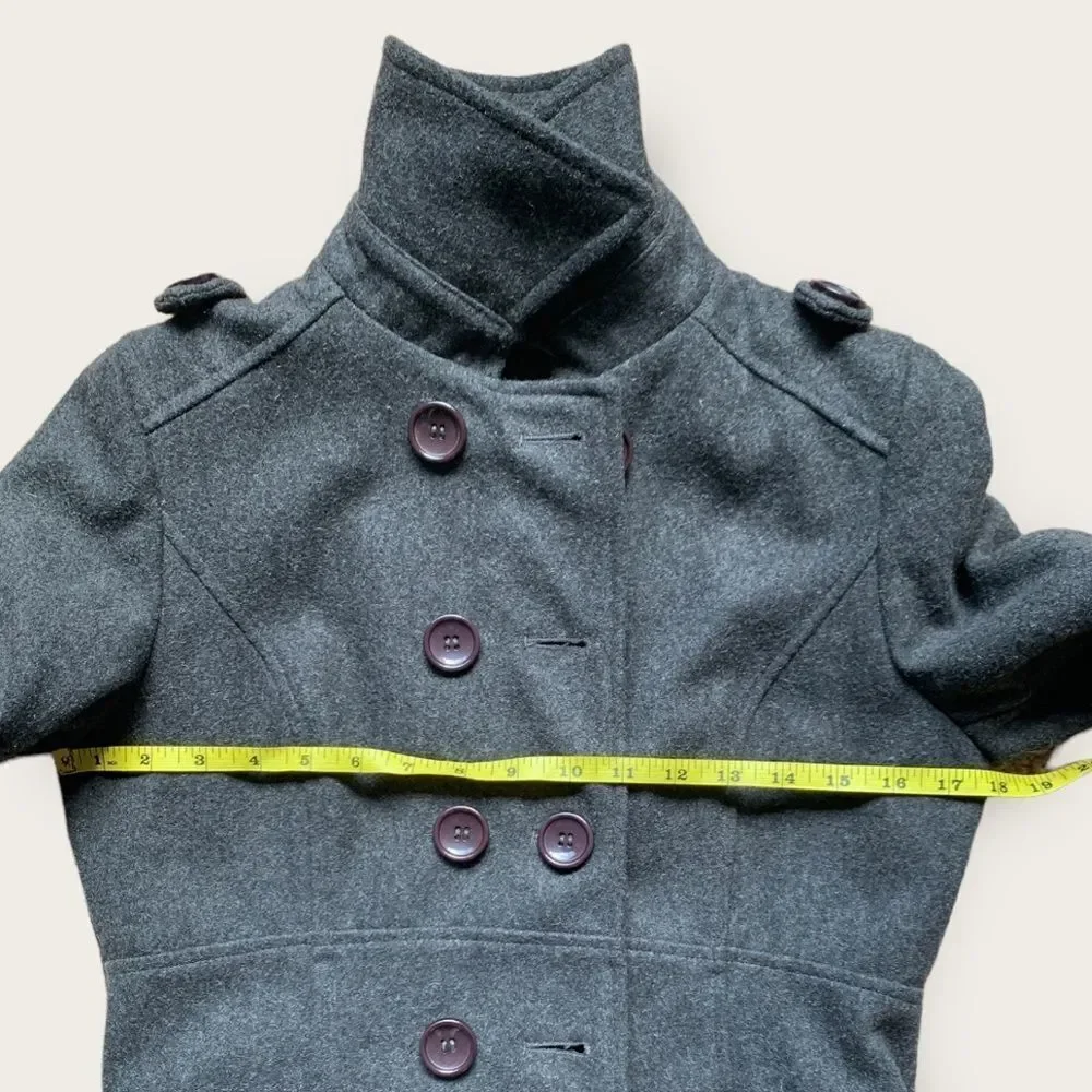 Military Style‎ Gray Wool Blend Short Coat Fits XS-S size